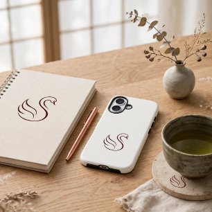 iPhone 16 Funda de teléfono resistente con cisne minimalista
