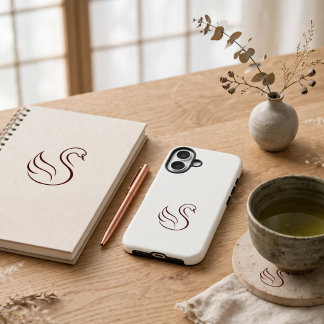 iPhone 16 Funda de teléfono resistente con cisne minimalista