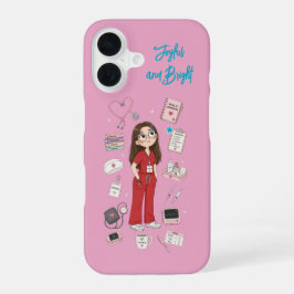 iPhone 16 Funda de teléfono rosa brillante y alegre para enf