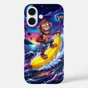 iPhone 16 Funda Divertida de Mono de Dibujos Animados con Pl