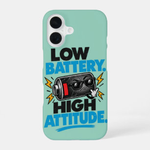 iPhone 16 Funda divertida para teléfono con batería baja y a