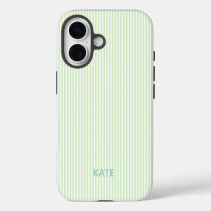 iPhone 16 Funda dura personalizada con franja verde para iPh