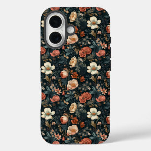 iPhone 16 Funda duro, Funda floral sin soldadura