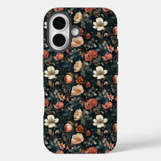 iPhone 16 Funda duro, Funda floral sin soldadura
