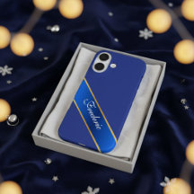 Funda elegante personalizada azul y dorado para iP