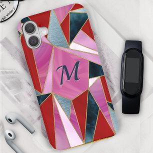 iPhone 16 Funda geométrico abstracto gris rosado de moda-Mat