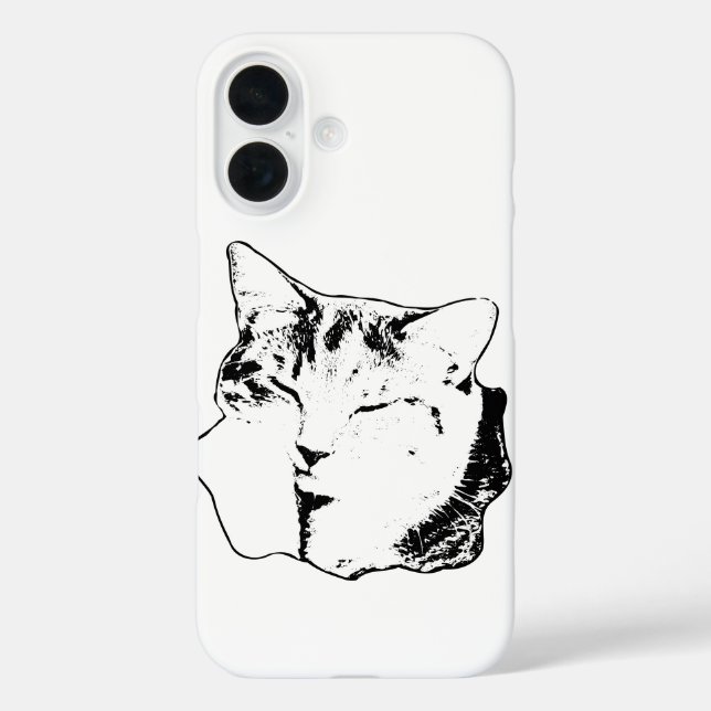 iPhone 16 Funda monocromo del gato del tabernáculo dormido (Reverso )