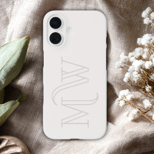 iPhone 16 Funda Monograma Iniciales Grandes Blanco Fuera Sim