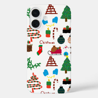 iPhone 16 Funda Navidad Doodle 