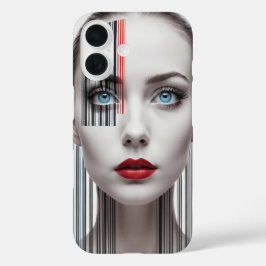 iPhone 16 Funda para chica moderna con código de barras