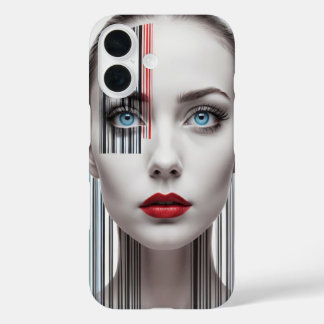iPhone 16 Funda para chica moderna con código de barras