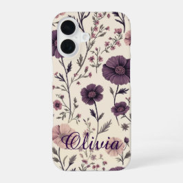 iPhone 16 Funda para iPhon con nombre personalizado de flore