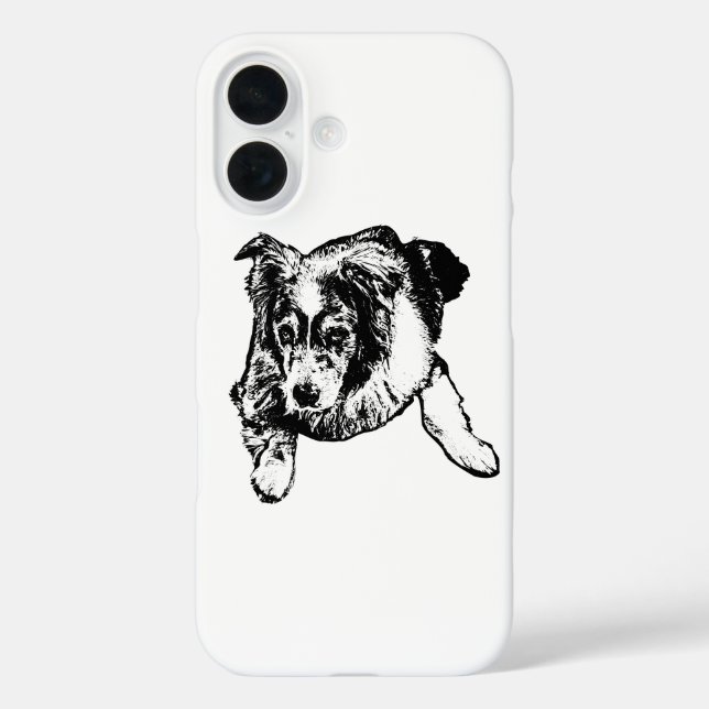 iPhone 16 Funda para teléfono Aussie – Perro tranquilo en re (Reverso )
