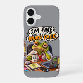 iPhone 16 Funda para teléfono con cara de trabajo de rana di