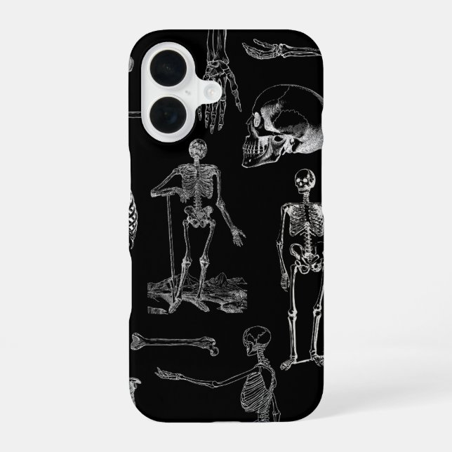 iPhone 16 Funda para teléfono con ilustración de esqueleto v (Reverso )