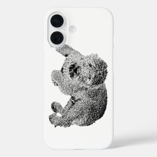 iPhone 16 Funda para teléfono Curly Dog – Boceto de perro tu (Reverso )