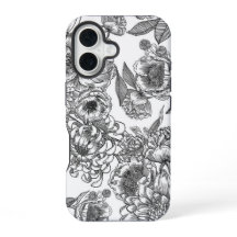 Funda para teléfono de arte lineal floral vintage 