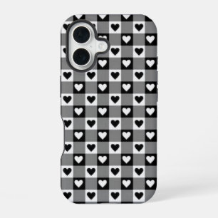 iPhone 16 Funda para teléfono de cuadros gingham estéticos c