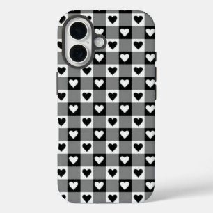 iPhone 16 Funda para teléfono de cuadros gingham estéticos c