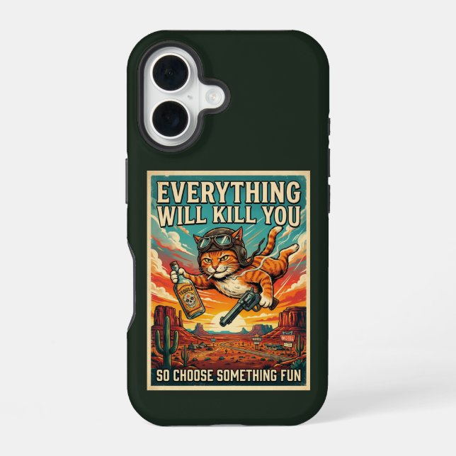 iPhone 16 Funda para teléfono de gato Everything Will Kill Y (Reverso )