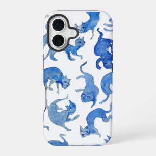 iPhone 16 Funda para teléfono de Gatos Flotantes Azul Ming -