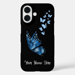 iPhone 16 Funda para teléfono de mariposa azul personalizada
