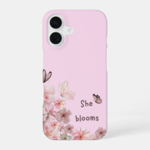 iPhone 16 Funda para teléfono de mariposa floral "Ella Flore