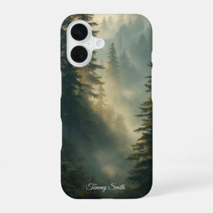 iPhone 16 Funda para teléfono de niebla del bosque místico