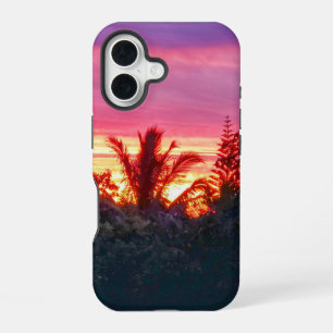 iPhone 16 Funda para teléfono de puesta de sol hawaiana