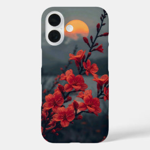 iPhone 16 Funda para teléfono Floral Roja Luna Elegantes F