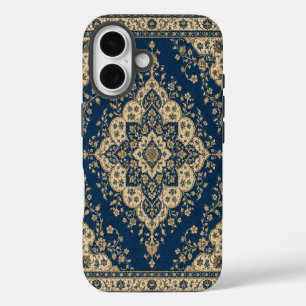 iPhone 16 Funda para teléfono persa Medallón antiguo Azul or