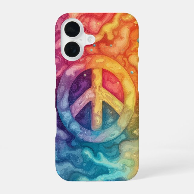 iPhone 16 Funda para teléfono Rainbow Peace Splash (Reverso )