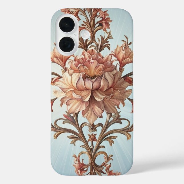 iPhone 16 Funda para teléfono rosa barroco (Reverso )