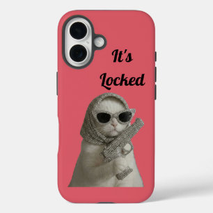 iPhone 16 Funda para teléfono rosa de Gato Gánster Divertido