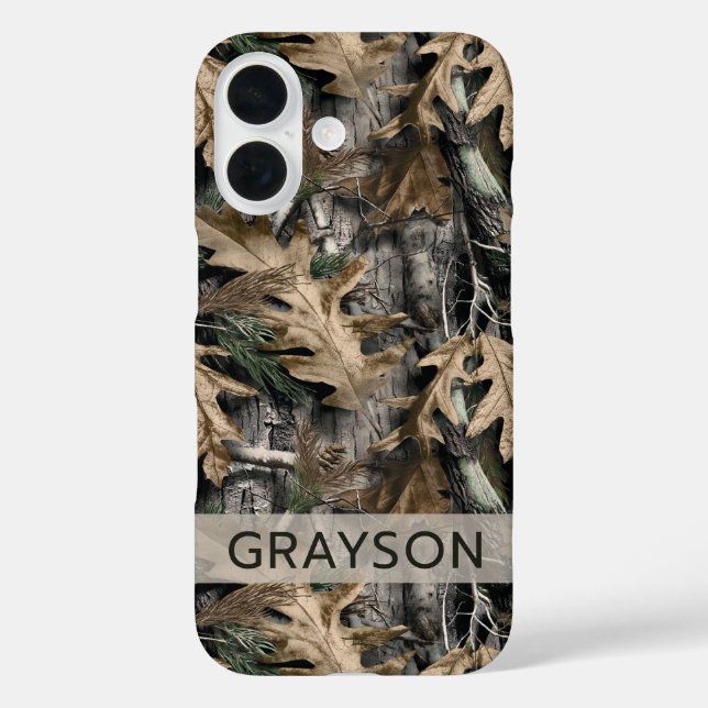 iPhone 16 Funda personalizada con camuflaje de roble para iP (Reverso )