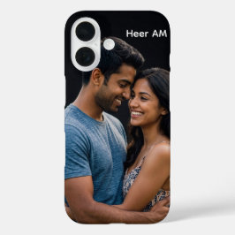iPhone 16 Funda personalizada con foto y nombre de pareja