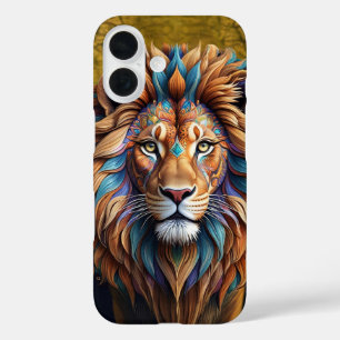 iPhone 16 León tatuado en estilo surrealista funda