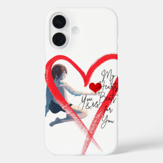 iPhone 16 Mi corazón late por ti – funda de teléfono románti