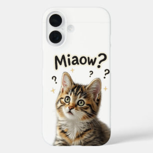 iPhone 16 ¿Miau? Funda divertida para teléfono para amante