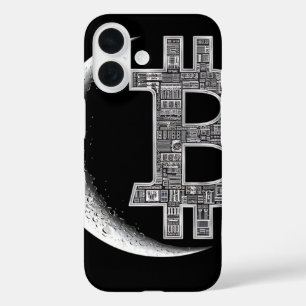iPhone 16 Moon Bitcoin Circuit Design Tech Enthusiast Funda