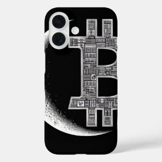 iPhone 16 Moon Bitcoin Circuit Design Tech Enthusiast Funda
