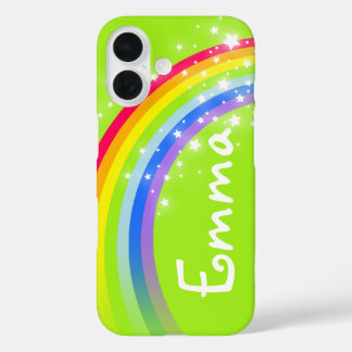 iPhone 16 Nombrado funda verde arco iris de 4 letras