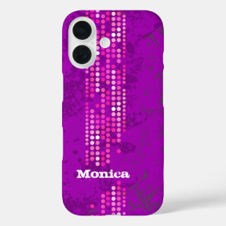 iPhone 16 Nombre funda de estilo de surf púrpura rosa