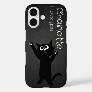 iPhone 16 Personalizado negro lindo Funda de carbón-Mate iP