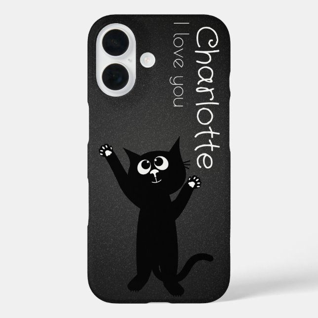 iPhone 16 Personalizado negro lindo Funda de carbón-Mate iP (Reverso )