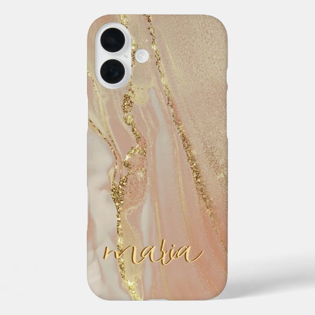 iPhone 16 Plus Funda con Monograma de Tinta de Alcohol con Brillo (Reverso )