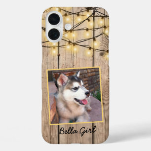 iPhone 16 Plus Funda cuadrada rústica personalizada cachorro de A