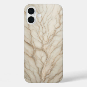 iPhone 16 Plus Funda de mármol beige cremoso de lujo con diseño d