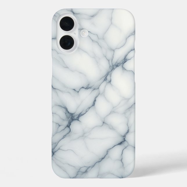 iPhone 16 Plus Funda de mármol blanco de lujo: elegante azul y gr (Reverso )