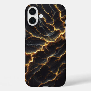 iPhone 16 Plus Funda de mármol oscuro con rayos de lujo - Elegant